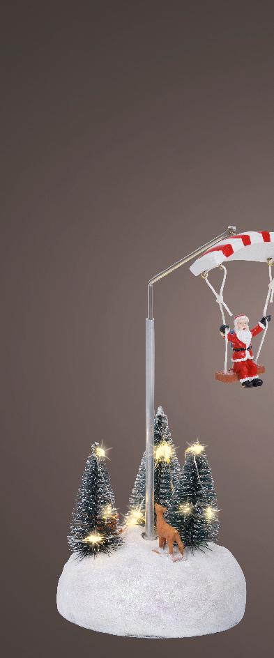 Scenario Natalizio con Babbo Natale e Slitta – Micro LED Bianco Caldo – 3 Assortimenti (cod. 489073) – Kaemingk