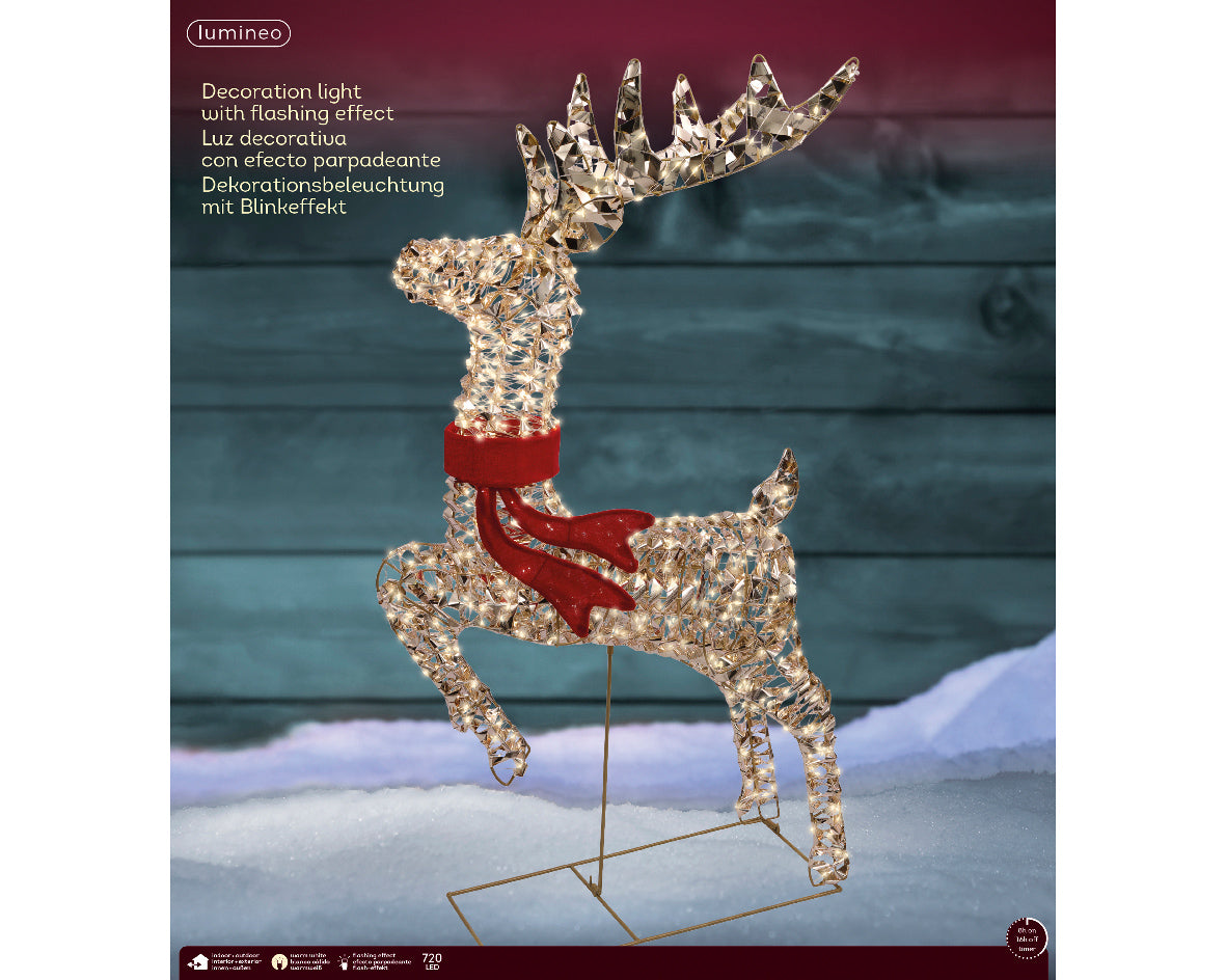 Renna Oro con Micro LED Bianco Caldo a Effetto Flashing(cod. 490415) – Kaemingk