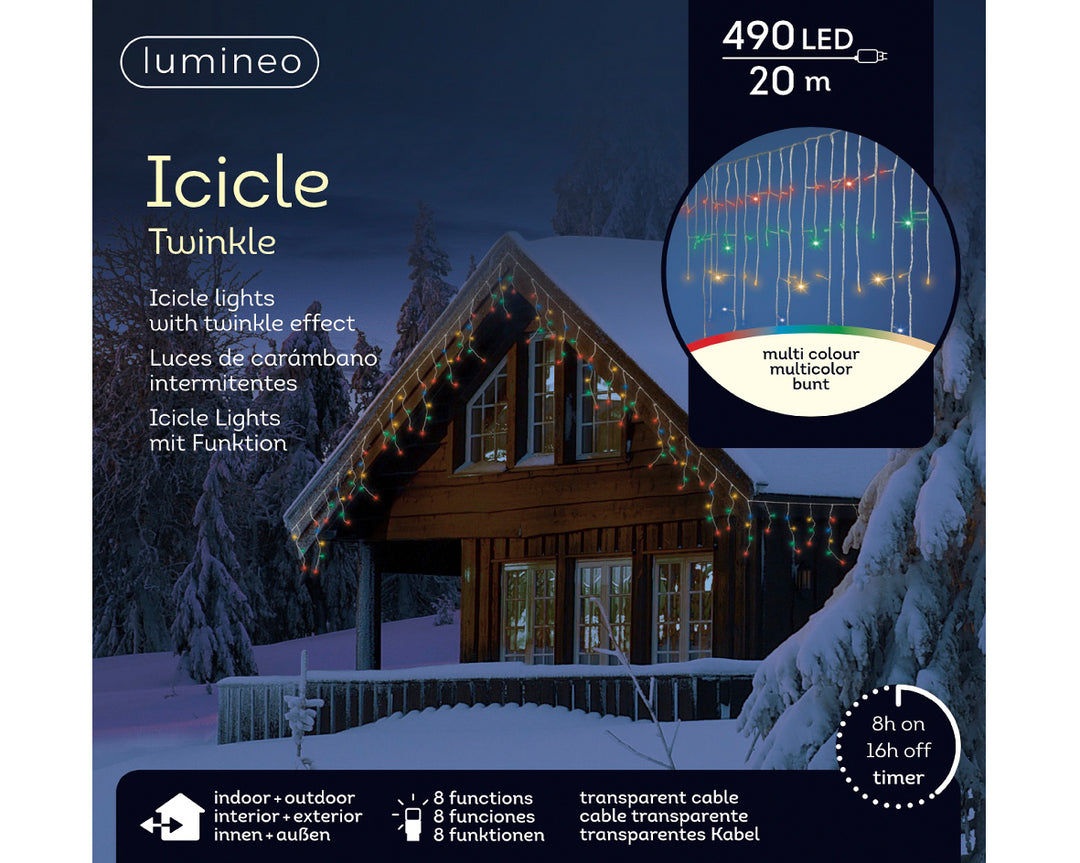 Luci di Natale a Ghiacciolo 490 LED Multicolore –  (cod. 494794) – Lumineo