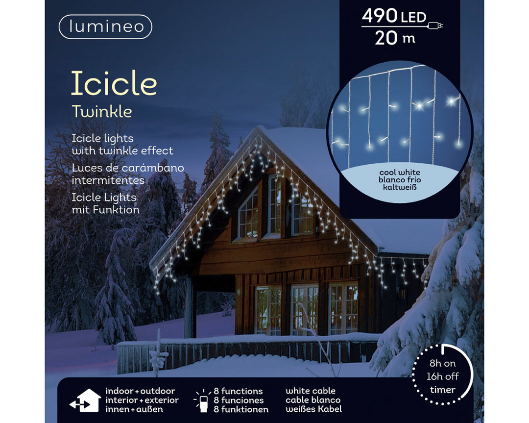 Luci di Natale a Ghiacciolo 490 LED Bianco Freddo – (cod. 494808) – Lumineo