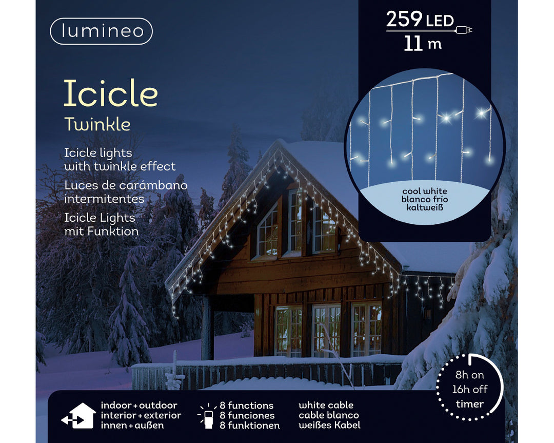 Luci di Natale a Ghiacciolo 259 LED Bianco Freddo –(cod. 494827) – Lumineo