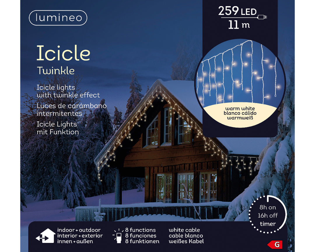 Luci di Natale a Ghiacciolo 259 LED Bianco Caldo –(cod. 494828) – Lumineo