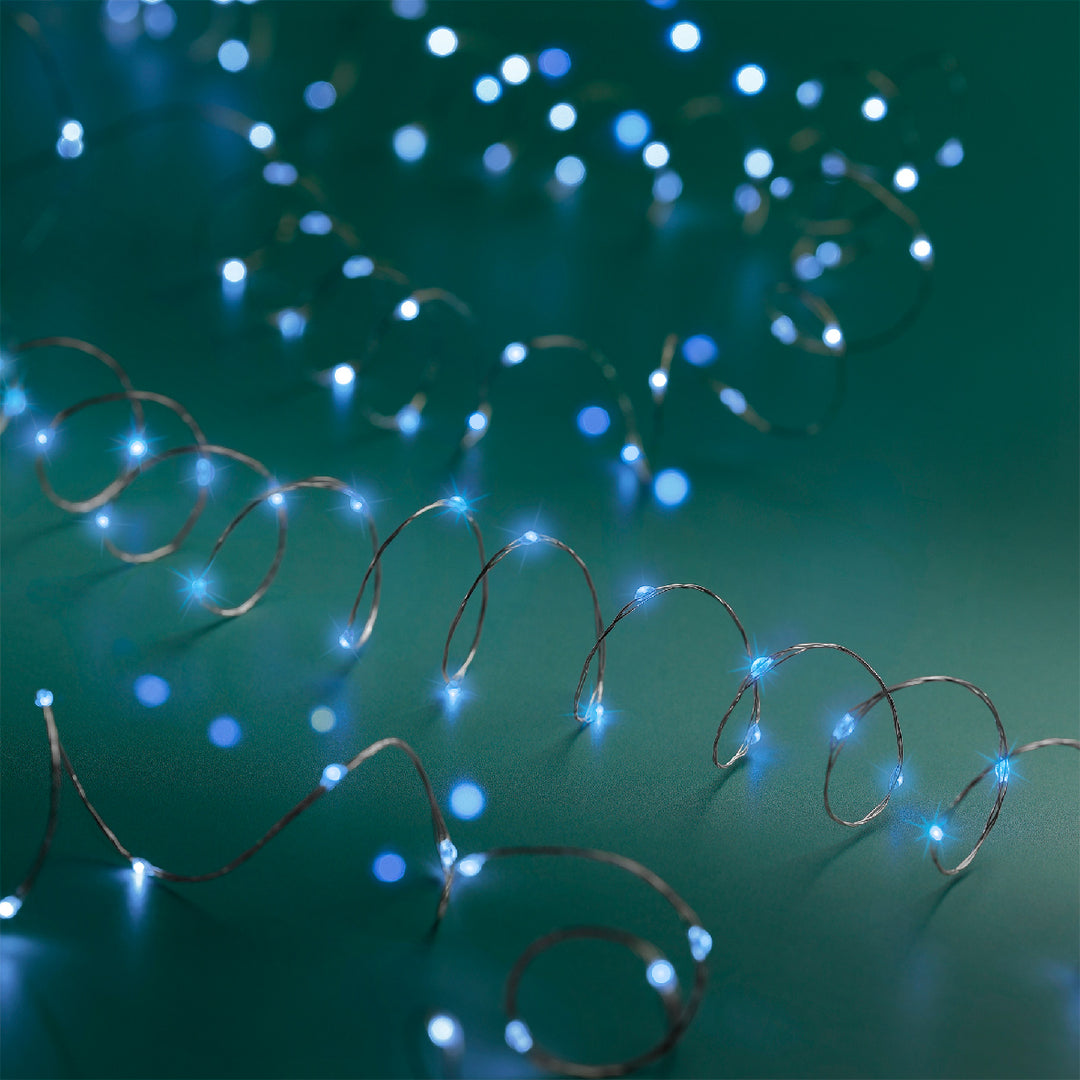 Catena Micro LED 12 m 240L – Cavo Silver (cod. 497107 Rosso / 497108 Blu) – Lumineo