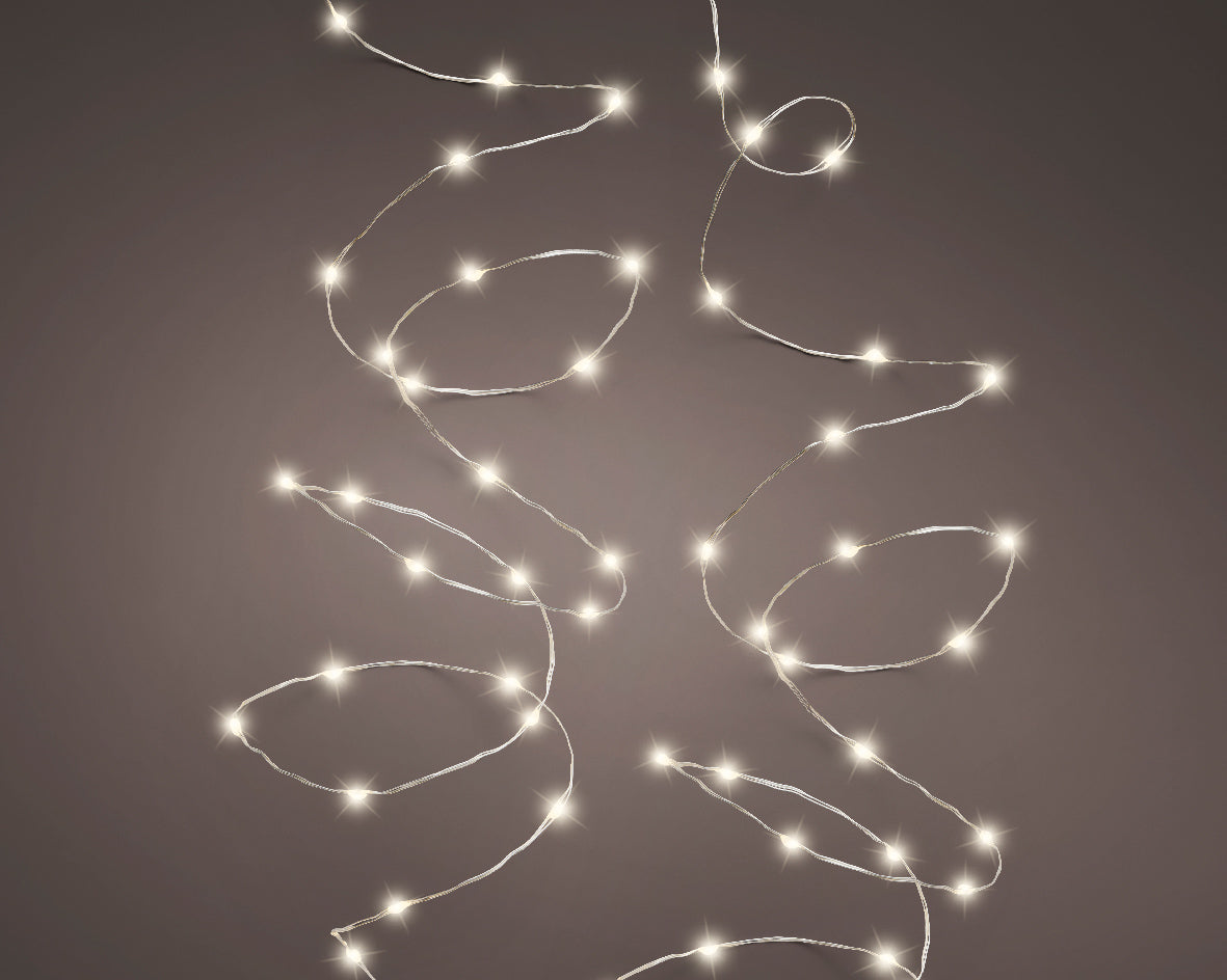 Catena Micro LED 18 m 360L – Warm White Cavo Silver (cod. 497114) – Lumineo