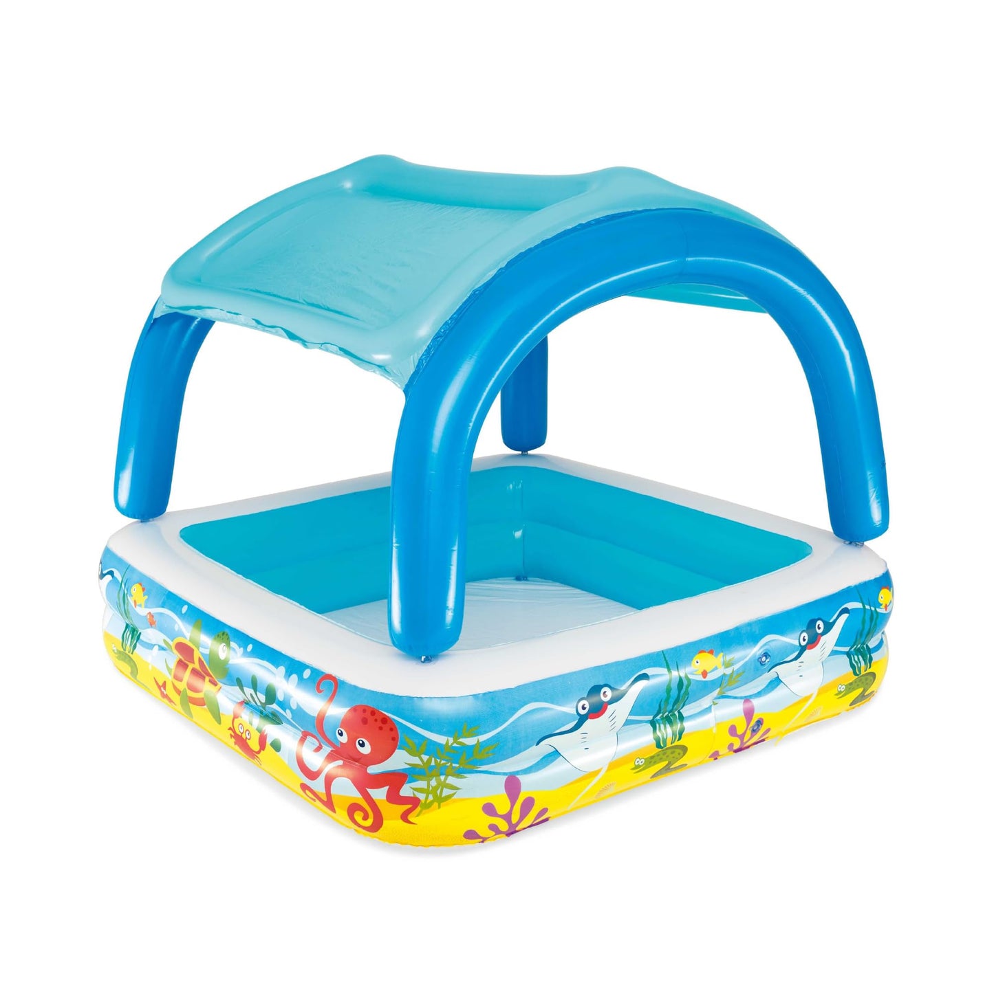 Piscina da Gioco con Tettoia Blu 140x140x114 cm