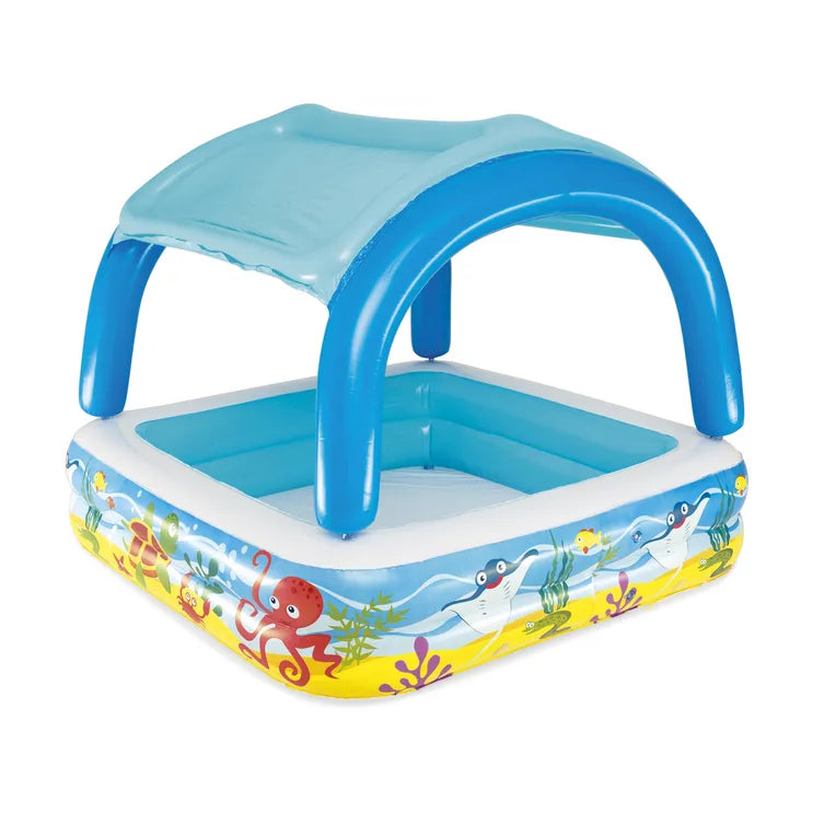 Bestway Piscina Pesci Tropicali con Fondo Gonfiabile e Copertura Staccabile 140x140x114 cm
