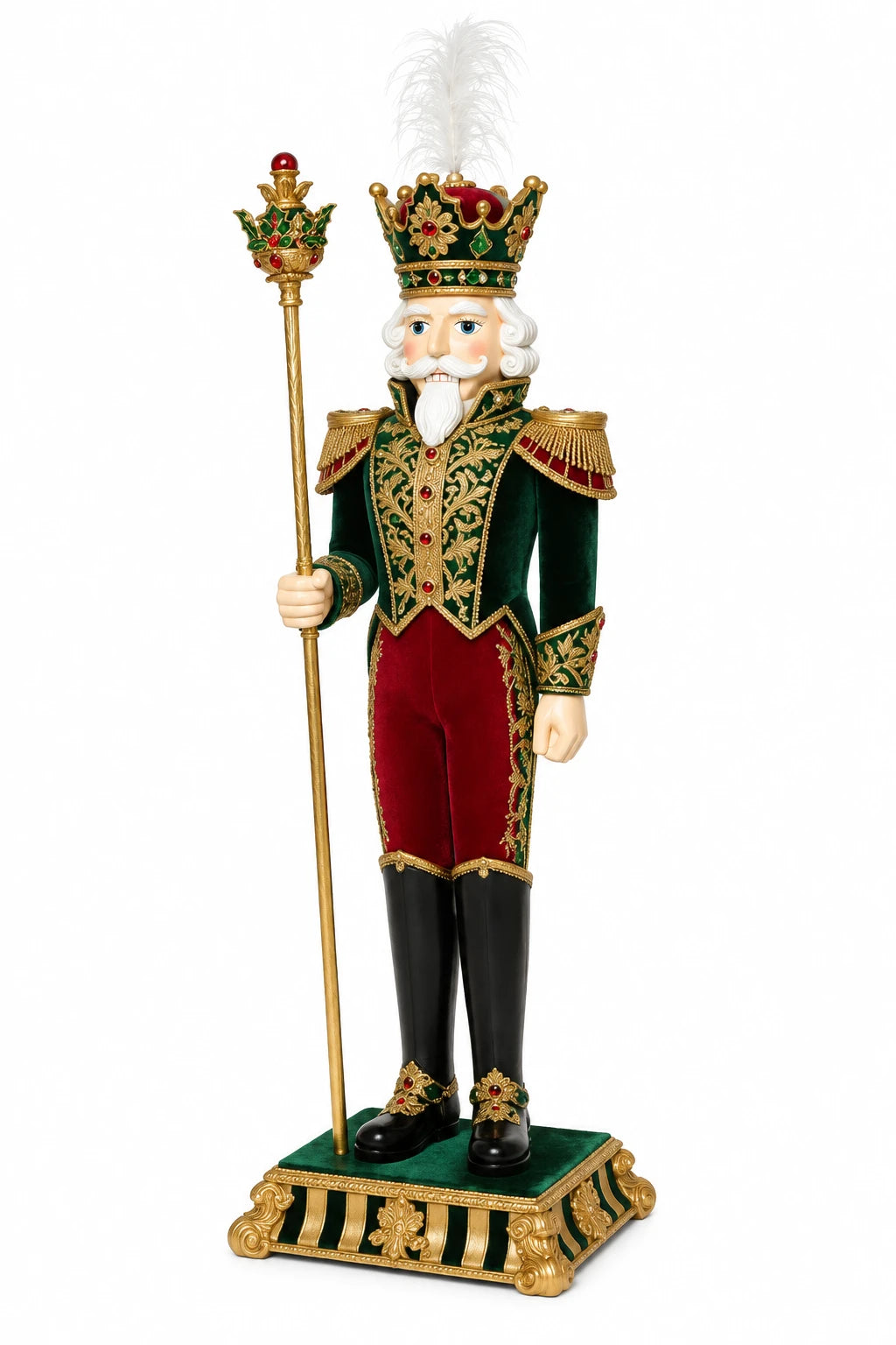 Schiaccianoci Natalizio Kaemingk 178 cm in Resina, Verde e Rosso