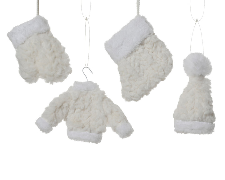 Decorazioni Natalizie in Poliestere Rosso/Bianco – Guanto, Calza, Cappello e Vestitino (cod. 530783 / 530784)