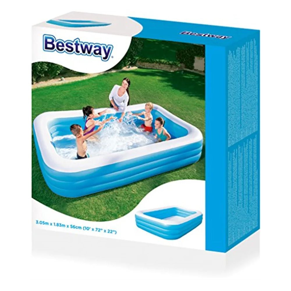 Bestway Piscina Family Rettangolare a 3 Anelli 305x183x56 cm