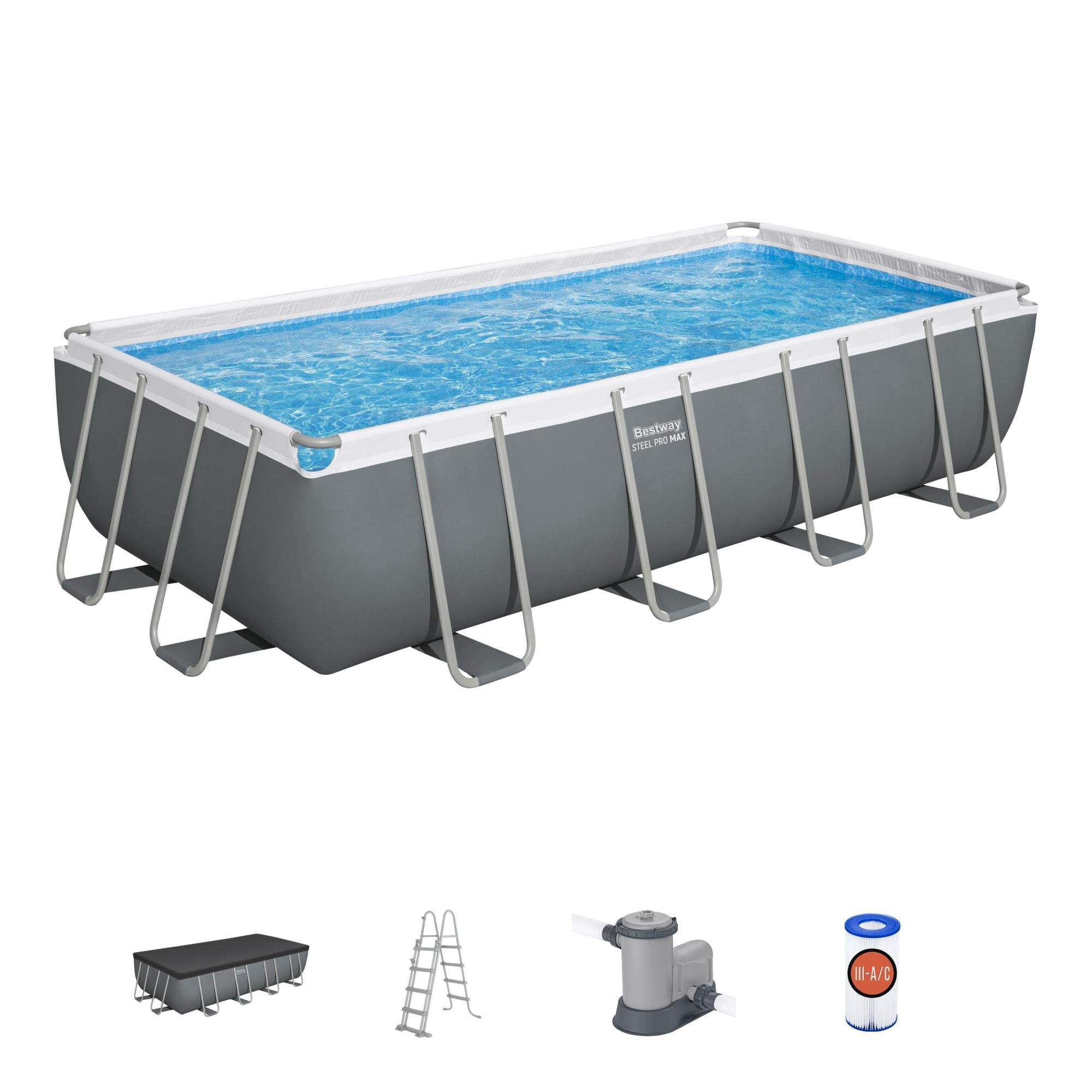 Piscina Bestway Steel Pro MAX™ 549 x 274 x 122 cm grigio scuro
