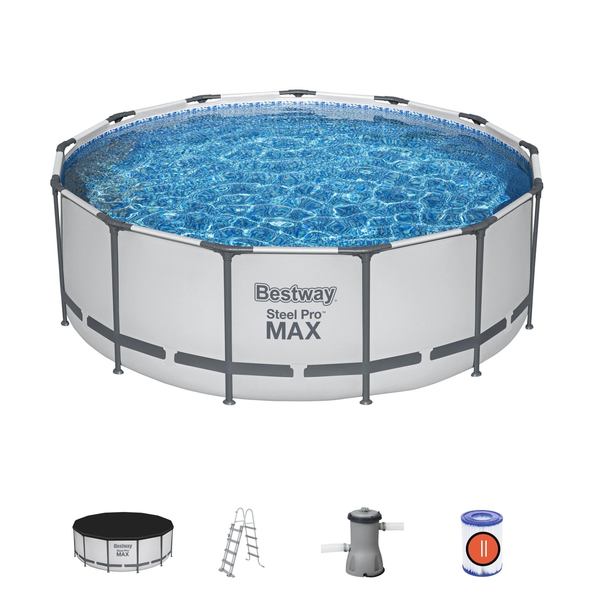 Piscina fuori terra rotonda Bestway Steel Pro MAX™ Ø 396 x 122 cm – Set completo