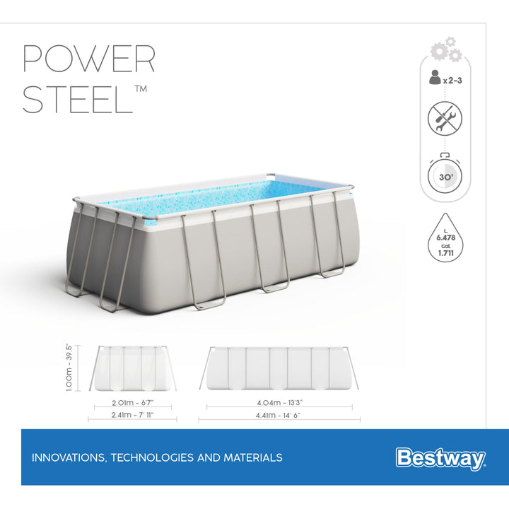 Piscina fuori terra rettangolare Bestway Power Steel™ 404 x 201 x 100 cm – Set completo