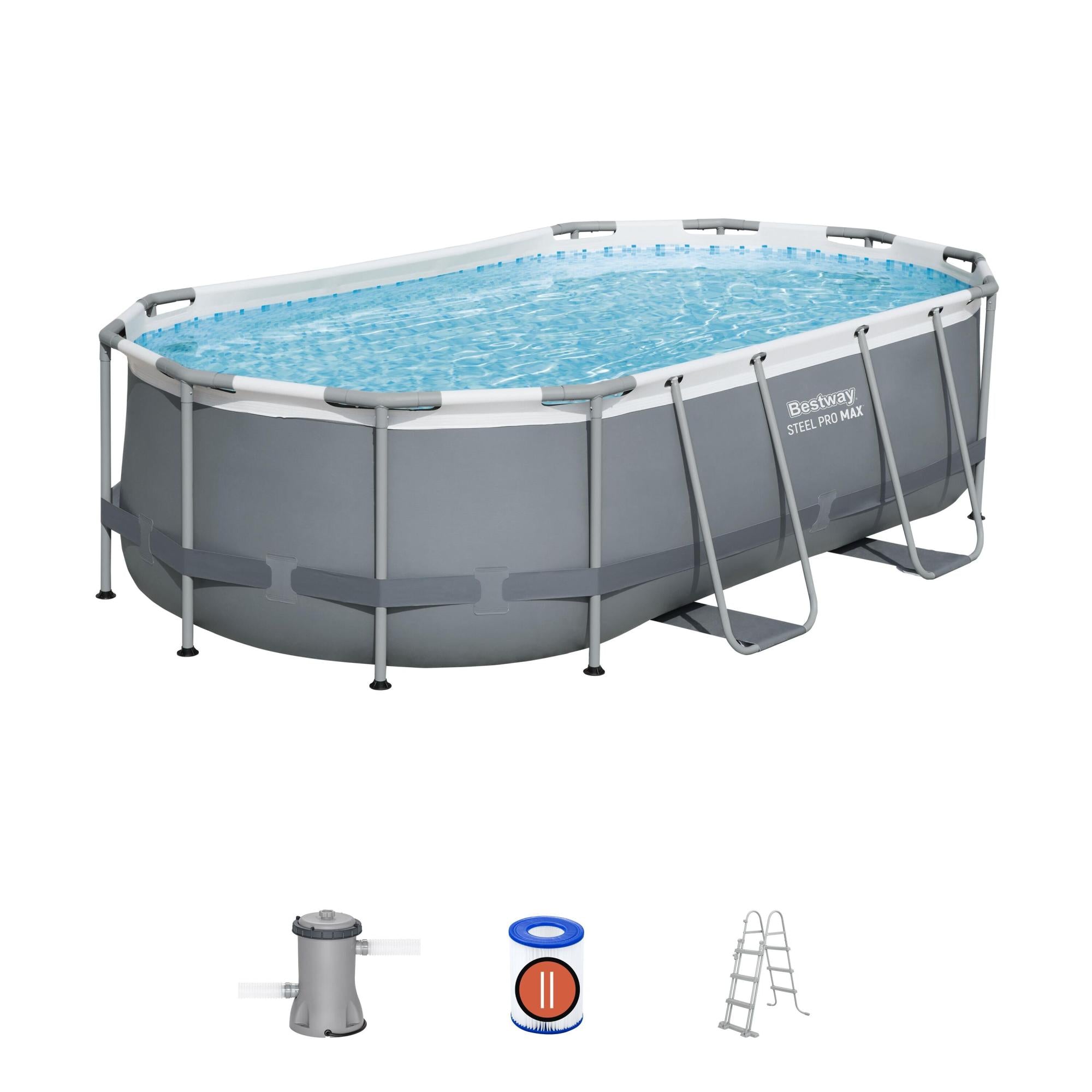 Piscina fuori terra ovale Bestway Steel Pro MAX™ 427 x 250 x 100 cm – Set completo
