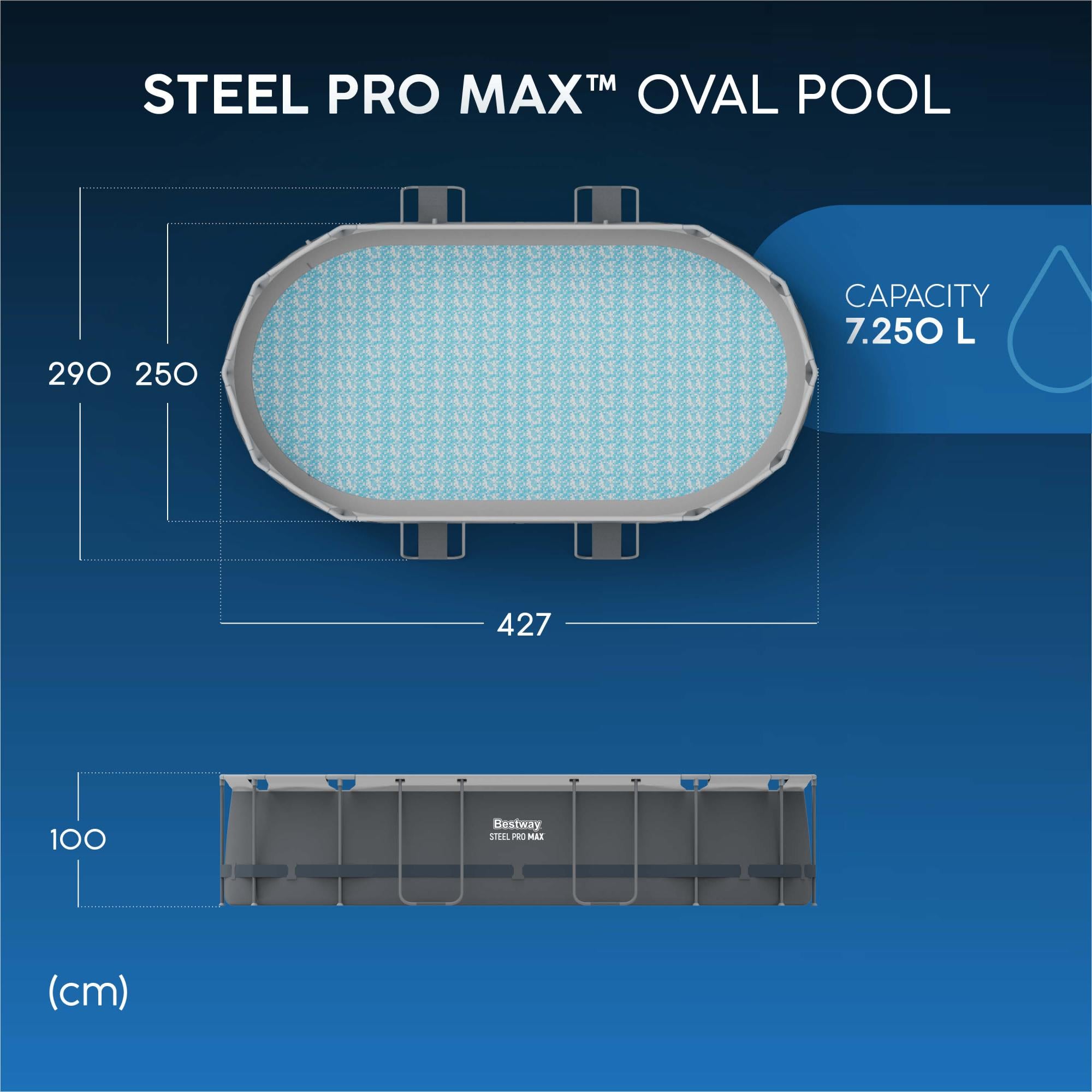 Piscina fuori terra ovale Bestway Steel Pro MAX™ 427 x 250 x 100 cm – Set completo
