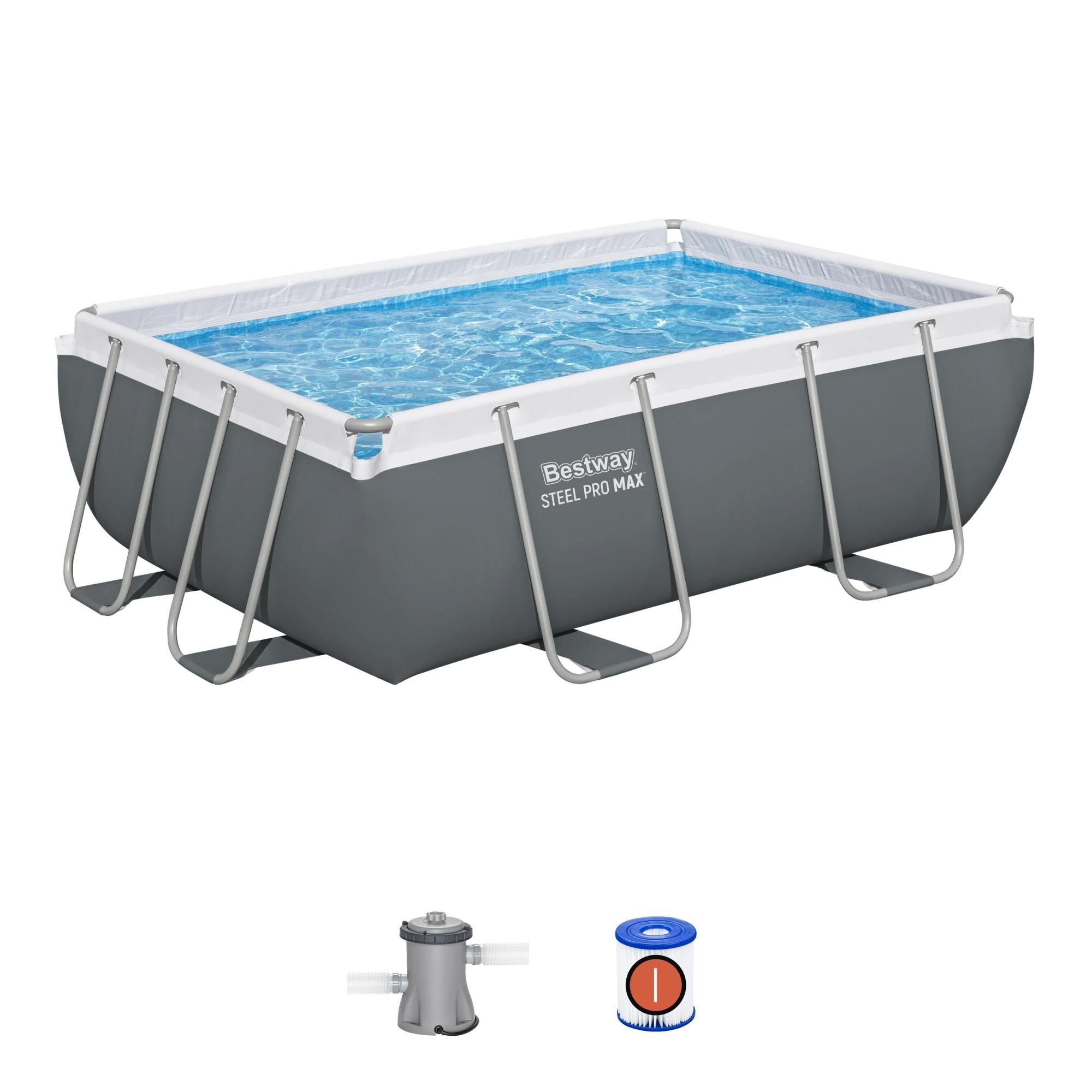 Bestway Steel Pro MAX 282x196x84 cm – Set Piscina Fuori Terra Rettangolare con Pompa Filtro