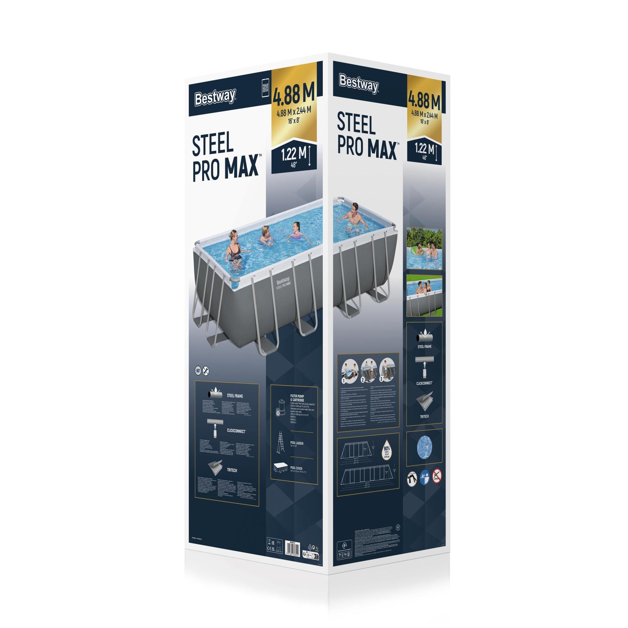 Piscina fuori terra rettangolare Bestway Steel Pro MAX™ 549 x 274 x 122 cm – Set completo