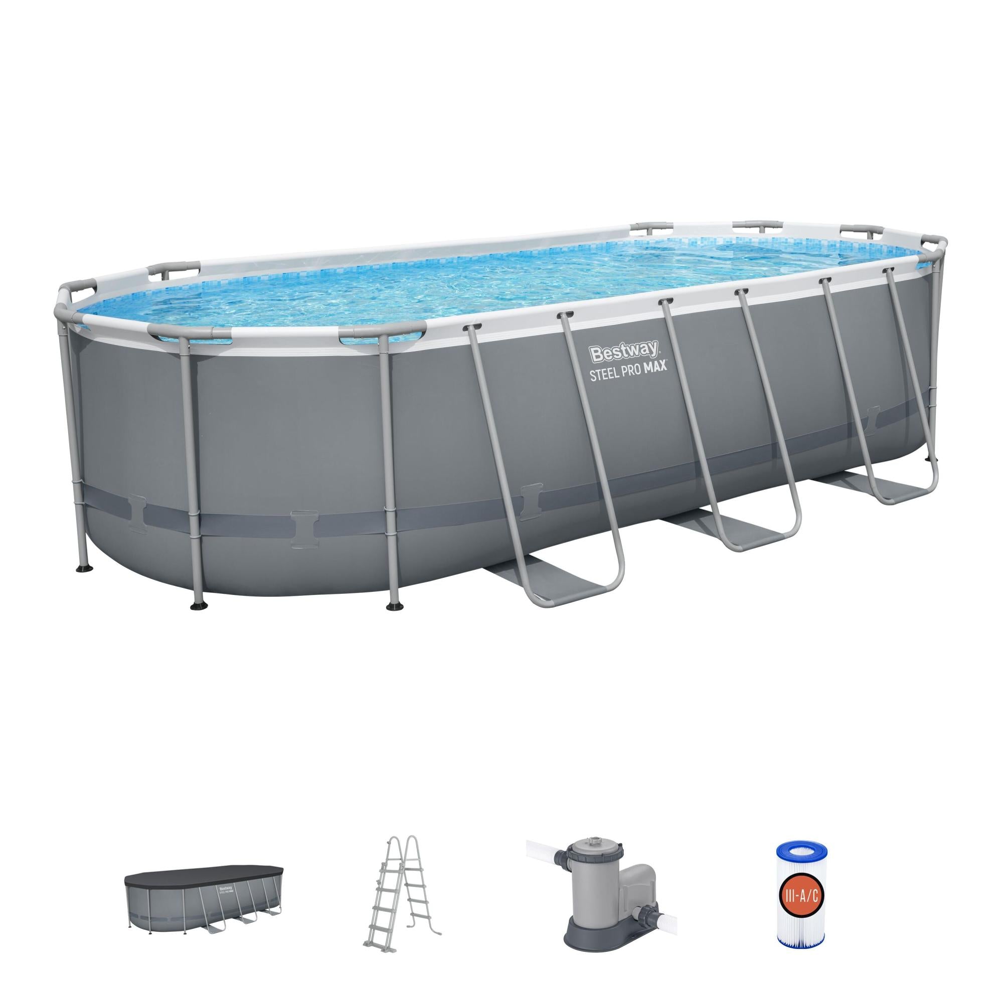 Piscina fuori terra ovale Bestway Steel Pro MAX™ 549 x 274 x 122 cm – Set completo