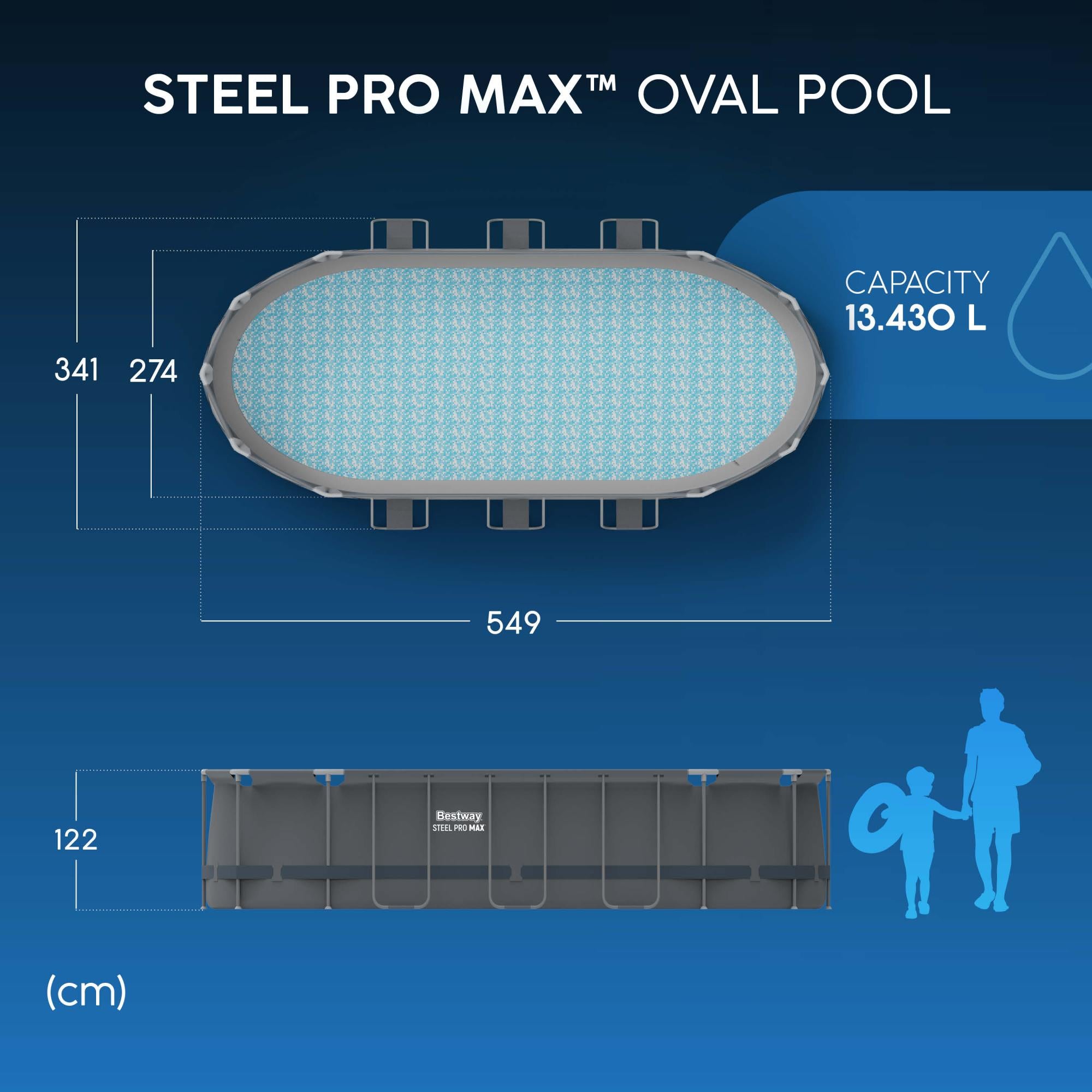 Piscina fuori terra ovale Bestway Steel Pro MAX™ 549 x 274 x 122 cm – Set completo