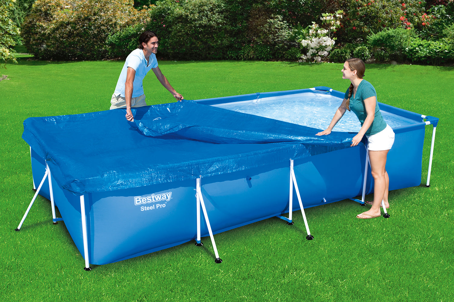 Copripiscina Steel Pro Rettangolare 400x211x81 cm – Telo Copertura per Piscina Fuori Terra