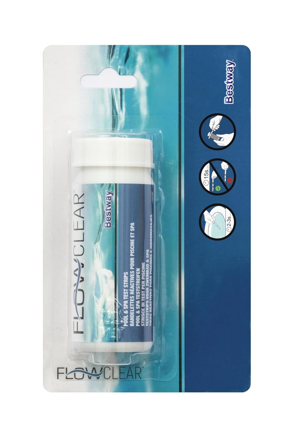 Strisce Test 3 in 1 per Piscina Bestway – Cloro, pH e Alcalinità – 50 Pezzi