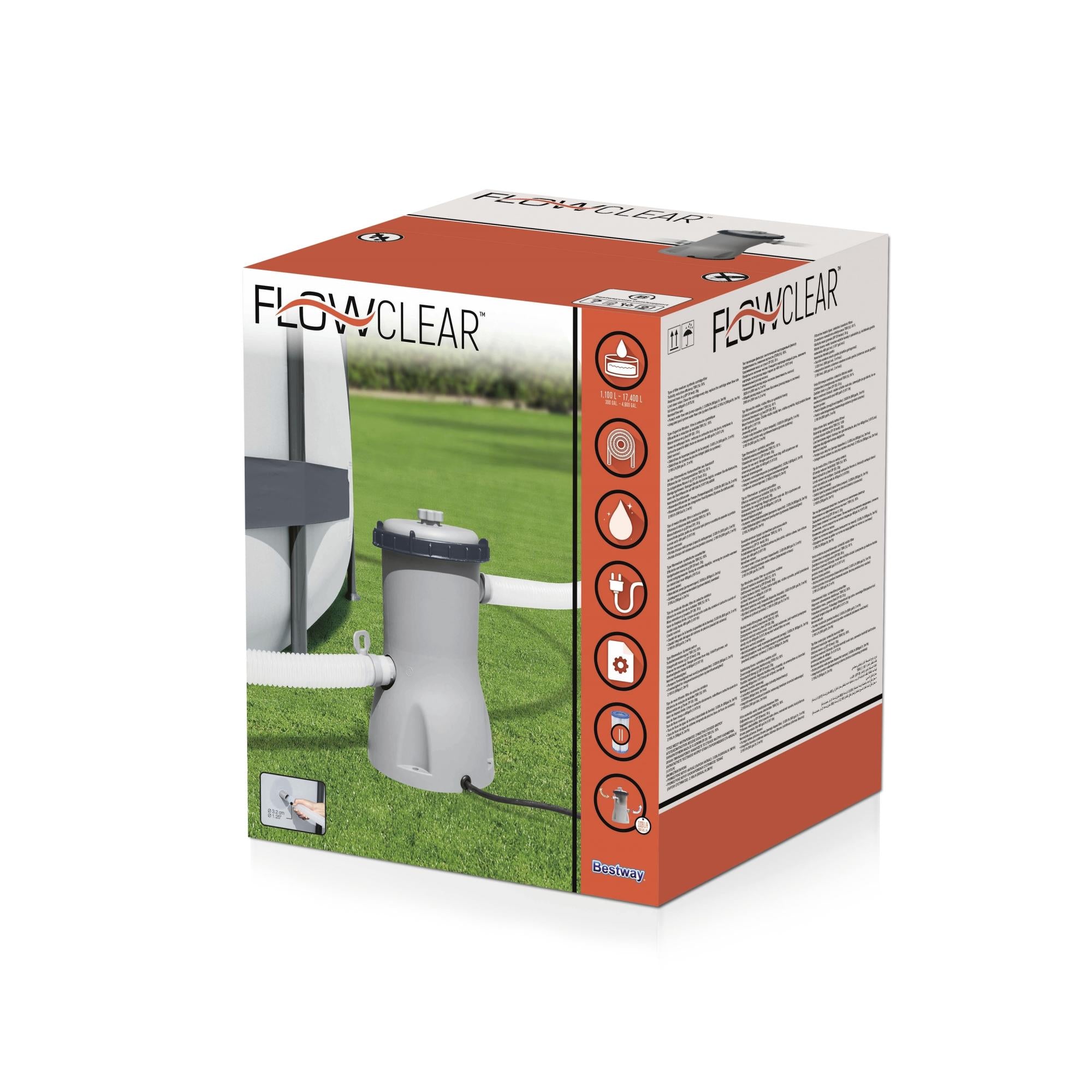 Pompa Filtro a Cartuccia Tipo II 3028 L/h Bestway per Piscine Fuori Terra