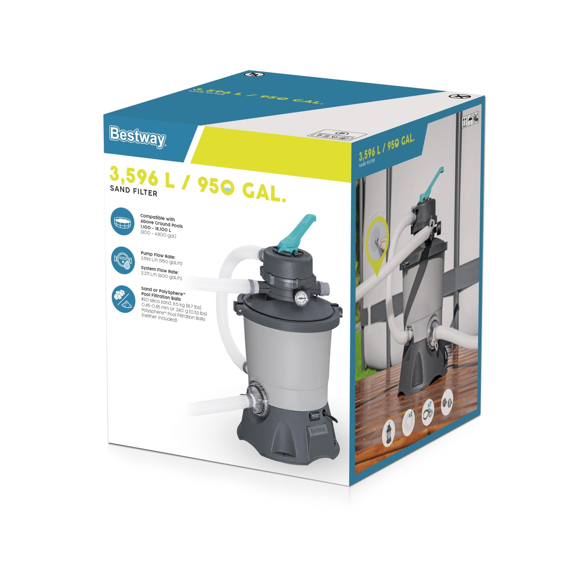 Pompa Filtro a Sabbia 3.596 L/h Bestway per Piscine Fuori Terra