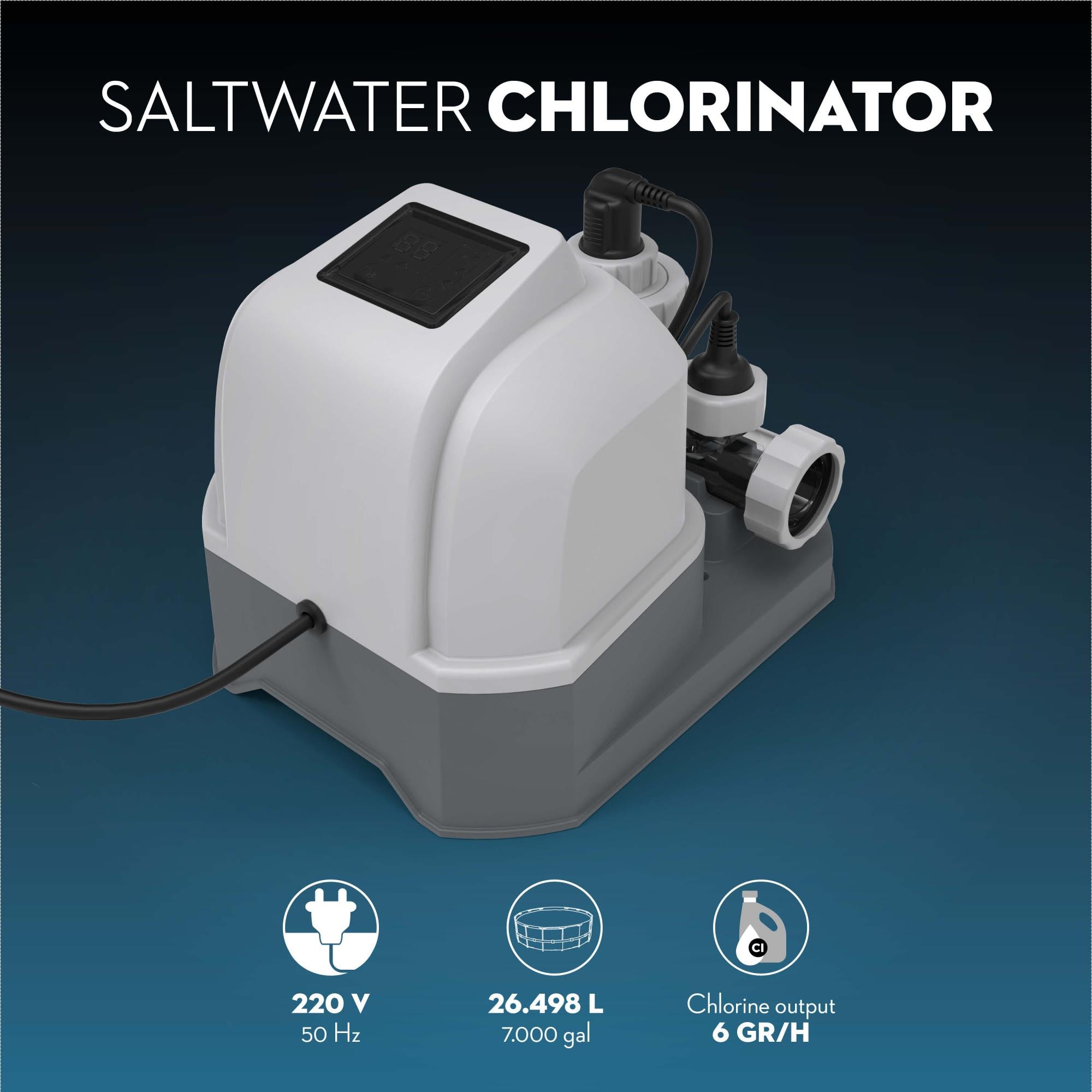 Cloratore a Sale per Piscina Bestway Hydrogenic 6 G/H – Touch Screen, Timer e 50 Strisce Test