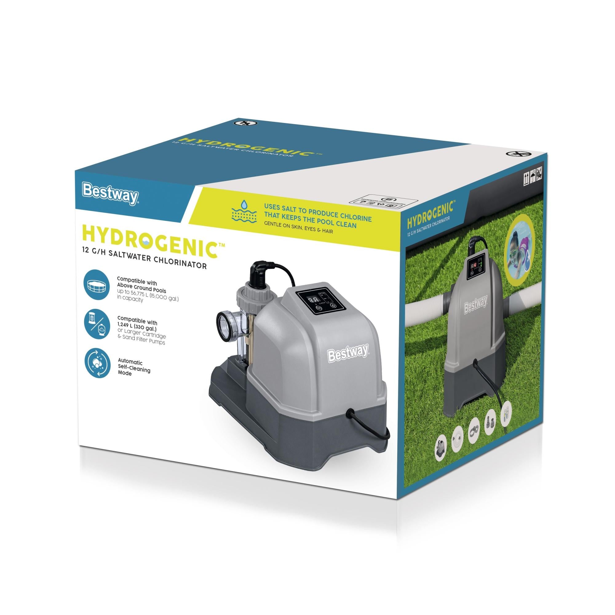 Cloratore a Sale per Piscina Bestway Hydrogenic 12 G/H – Touch Screen, Timer e Strisce Test Incluse