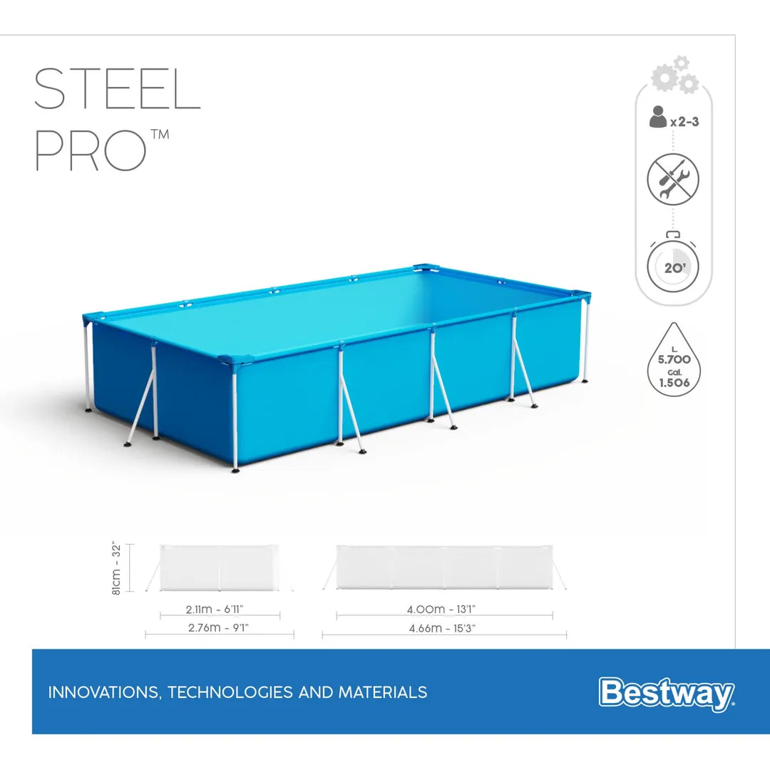 Piscina Steel Pro da 400x211x81 cm blu