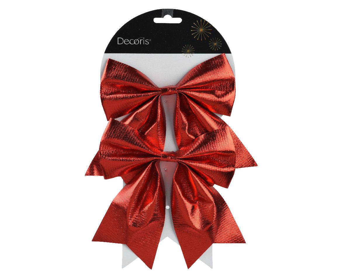 Set 2 Fiocchi Natalizi in Poliestere Rosso 17 cm (cod. 610616)