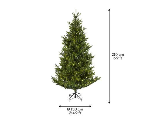 Albero di Natale Nordmann Fir 210 cm con 900 Micro LED – Ø150 cm Everlands