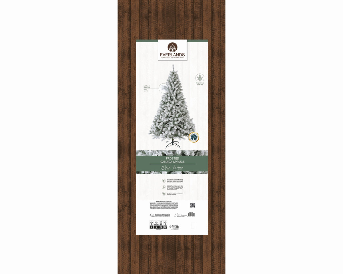 Albero di Natale Canada Spruce Frosted 210 cm Ø140 cm Everlands – 1.400 Punte