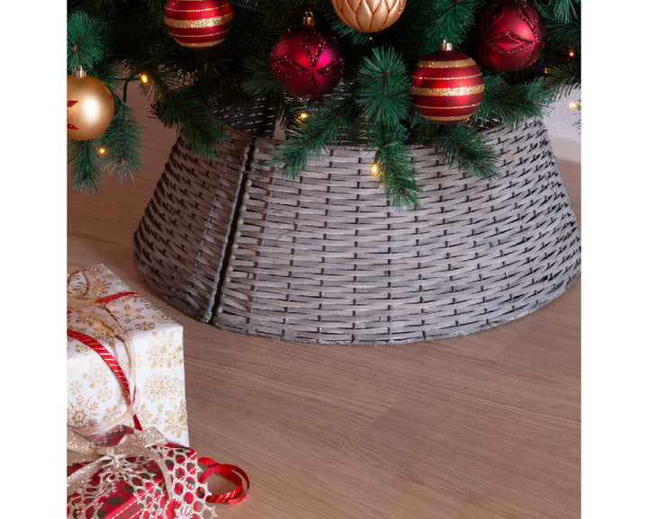 Copribase Albero di Natale Tree Ring in Legno Grigio – Varianti Ø57 cm e Ø70 cm (cod. 685310/685311) – Everlands