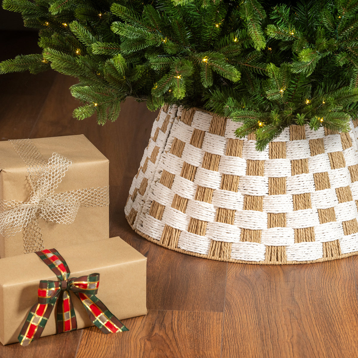 Copribase Albero di Natale Bianco Ø57 x H28 cm Paper Rope FSC Mix
