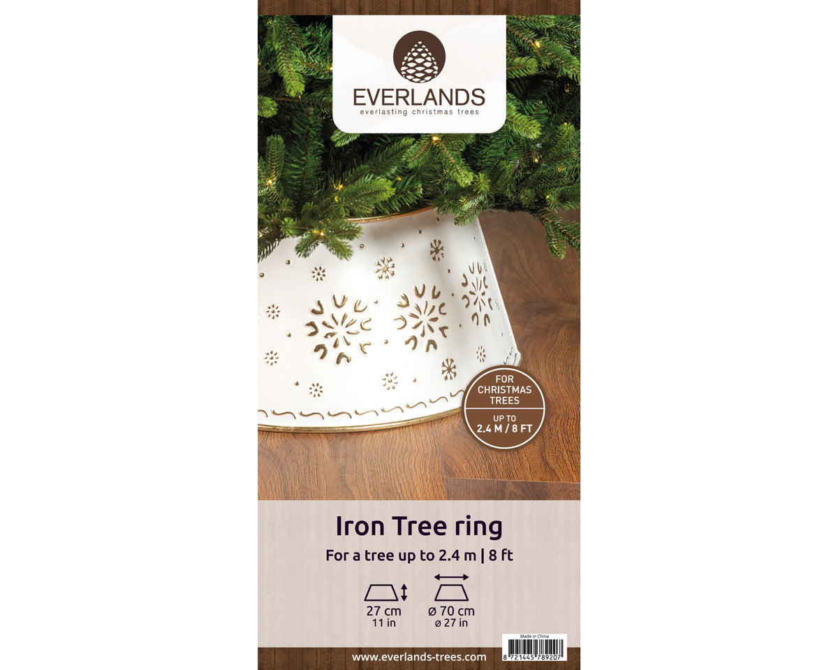 Copribase Albero di Natale in Ferro Bianco e Oro Ø70 x H27 cm