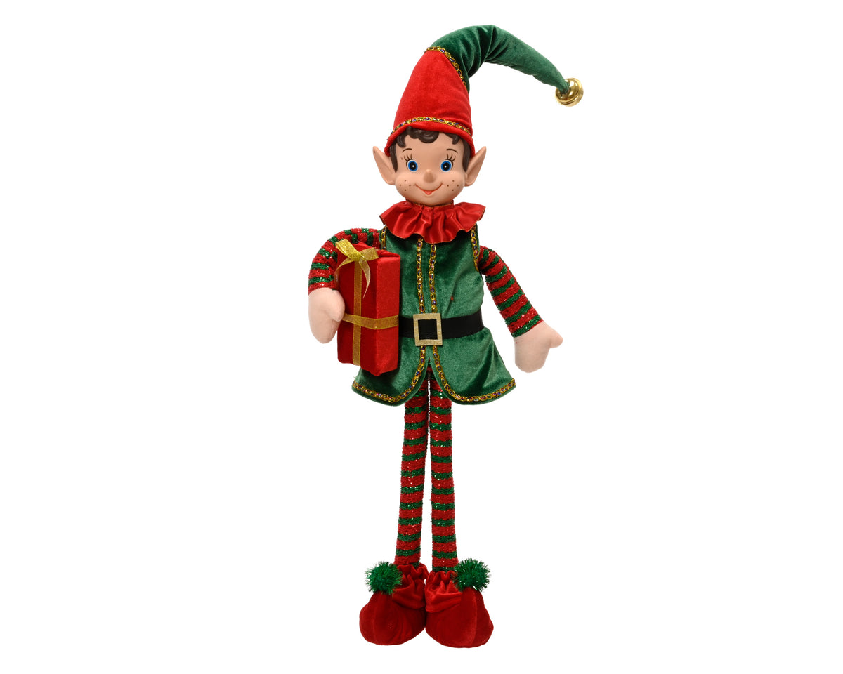 Elfo Natalizio in Piedi 70 cm Verde e Rosso – Decorazione di Natale