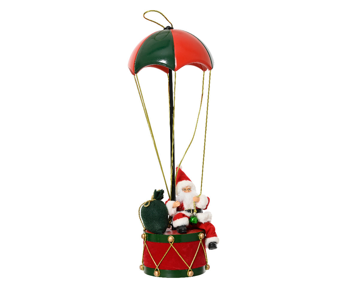 Decorazione Natalizia Babbo Natale in Mongolfiera con Tamburo 60 cm (cod. 708254) – Kaemingk
