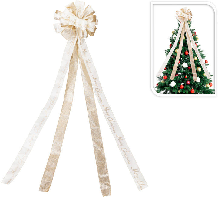 Puntale Fiocco Albero di Natale – Varianti Champagne e Rosso