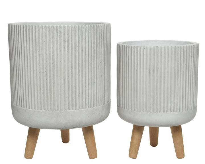 Vaso Logan in fibre clay con gambe in legno – bianco cod. 802542