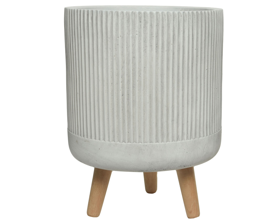 Vaso Logan in fibre clay con gambe in legno – bianco cod. 802542