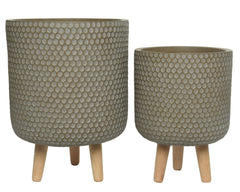 Vaso Zoe in fibre clay con gambe in legno – taupe cod. 802550