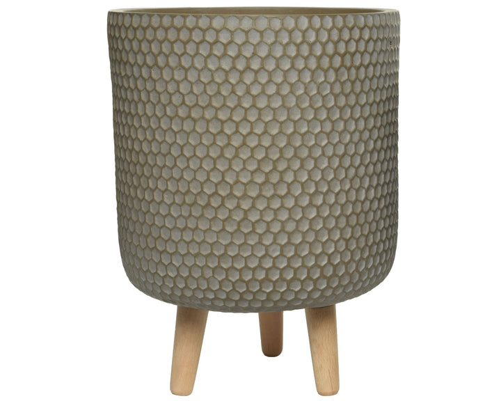 Vaso Zoe in fibre clay con gambe in legno – taupe cod. 802550