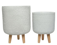 Vaso Zoe in fibre clay con gambe in legno – Bianco Sporco cod. 802564