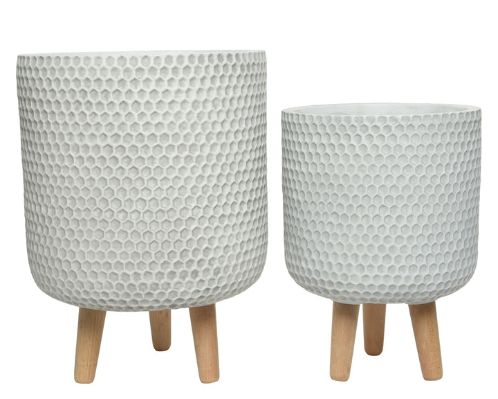 Vaso Zoe in fibre clay con gambe in legno – Bianco Sporco cod. 802564