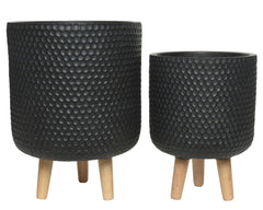 Vaso Zoe in fibre clay con gambe in legno – antracite cod. 802565
