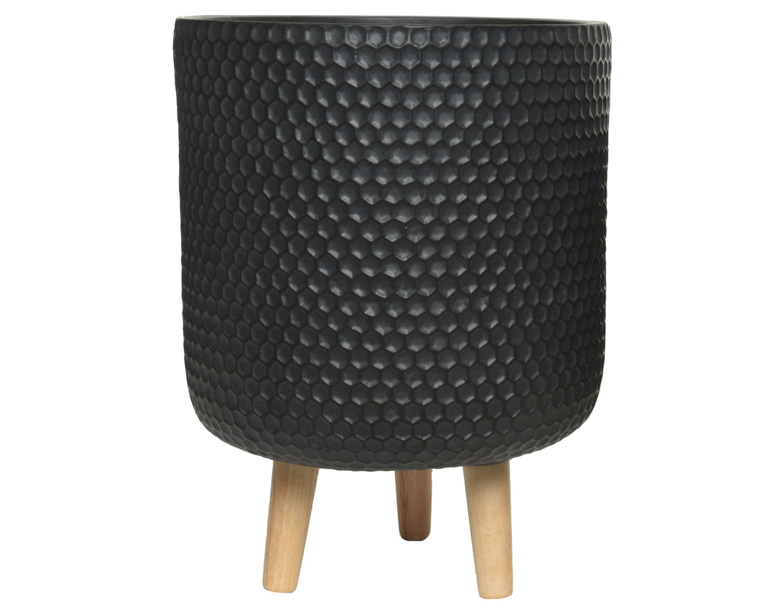 Vaso Zoe in fibre clay con gambe in legno – antracite cod. 802565