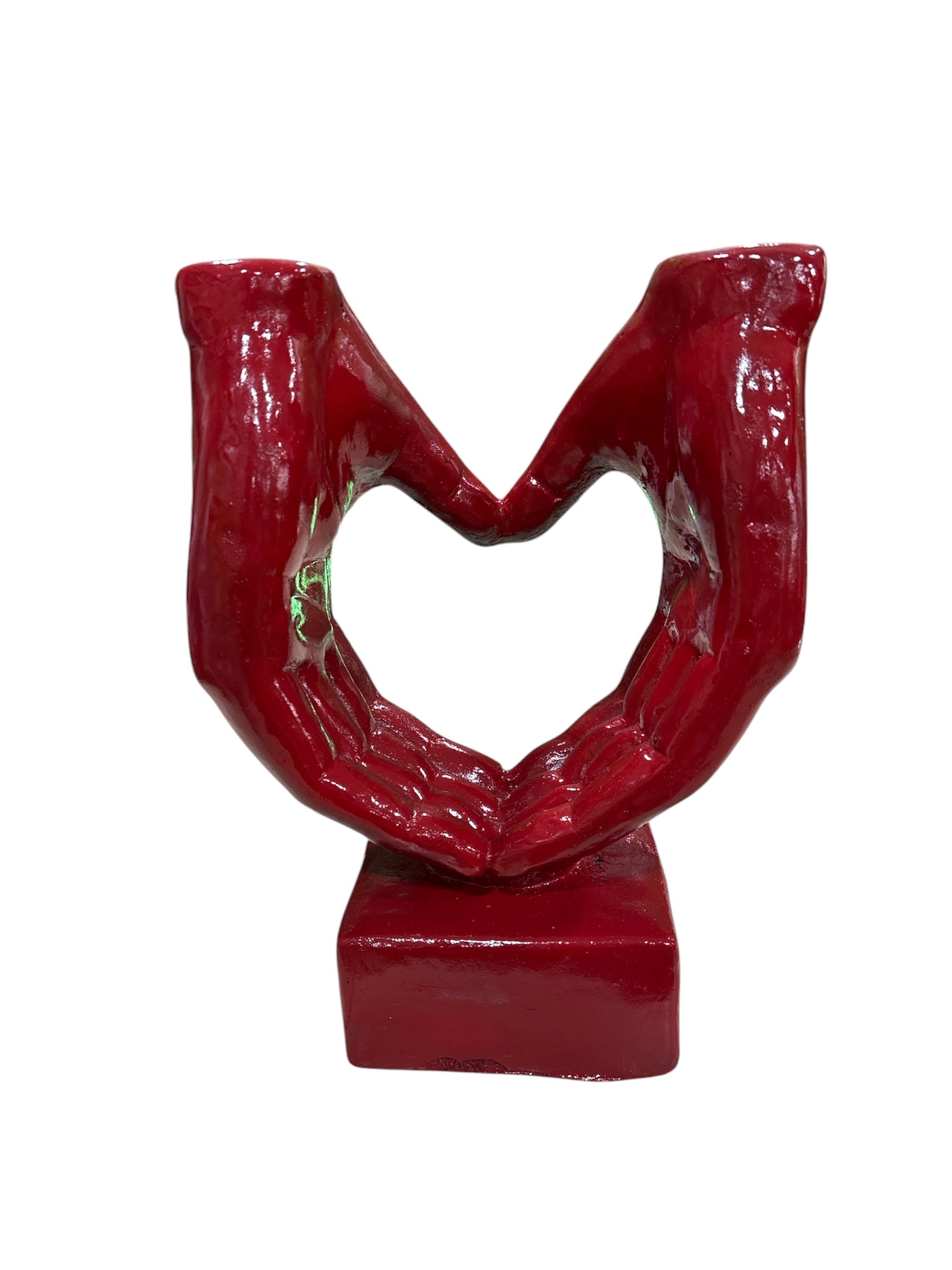Scultura Mani a Cuore in Polimagnesio Rosso 37 cm
