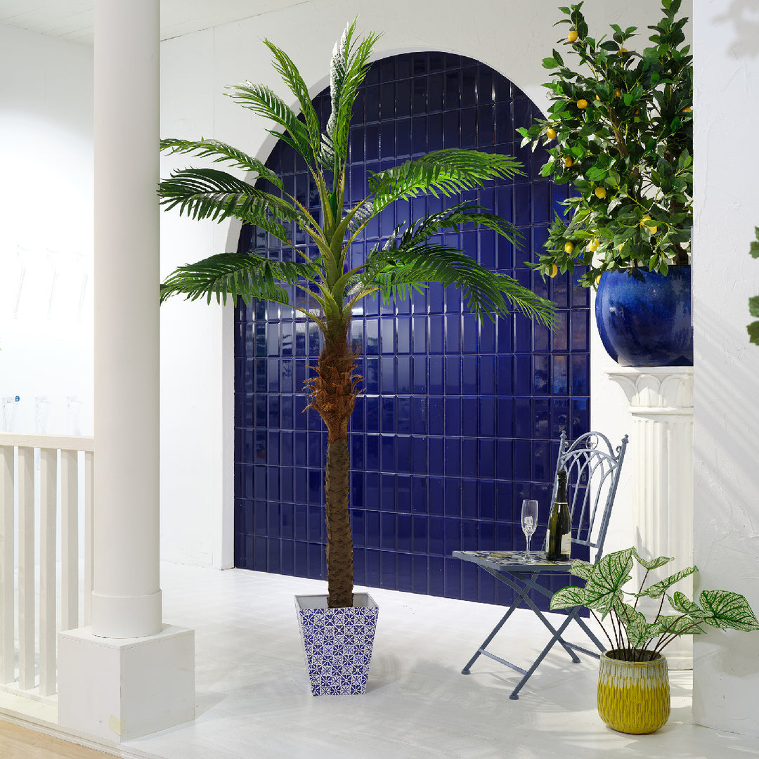 Palma Artificiale in Vaso H 230 cm – Foglie Setose in Poliestere