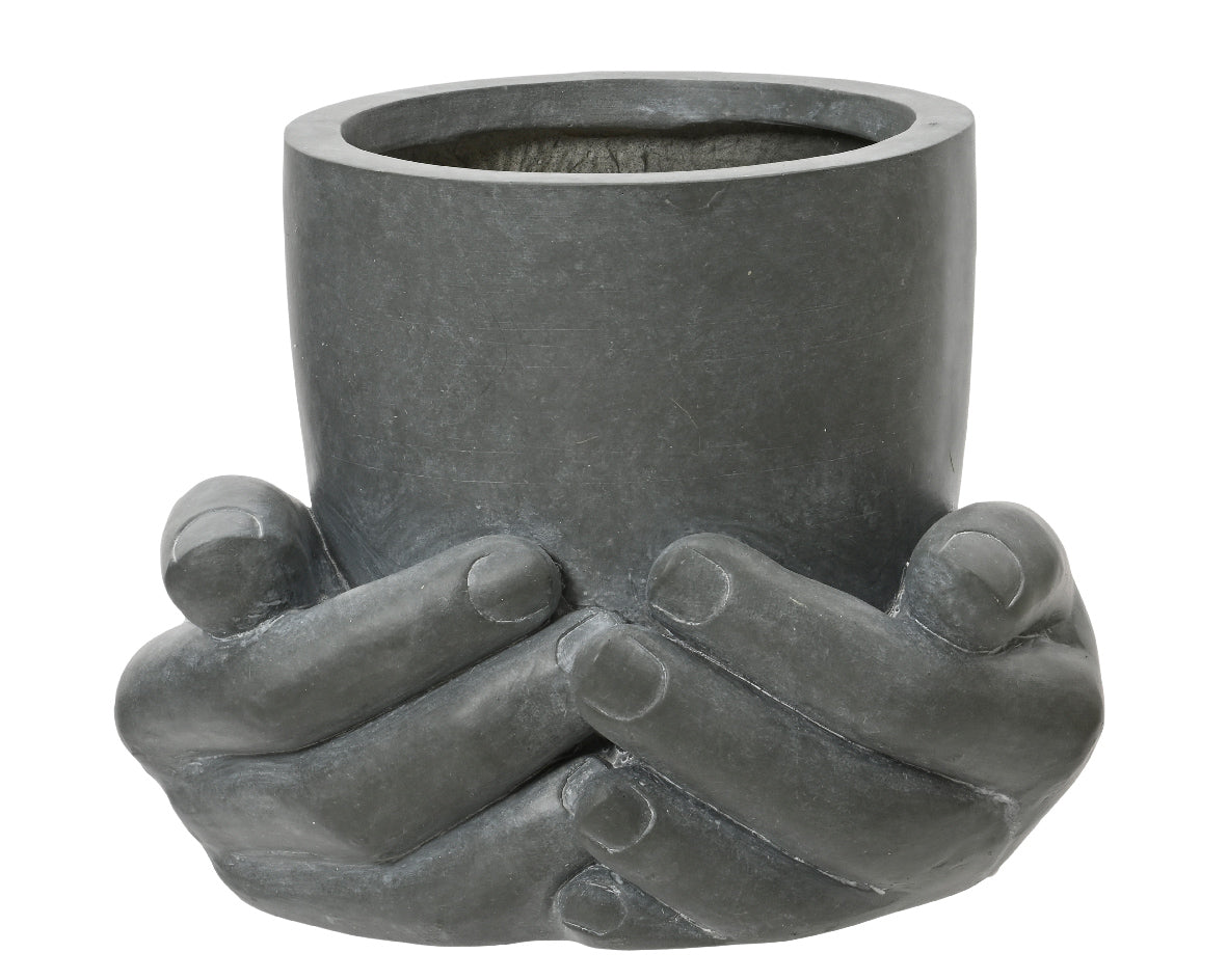 Vaso in Vetroresina con Base a Mani Congiunte – Scultura Decorativa da Interno ed Esterno
