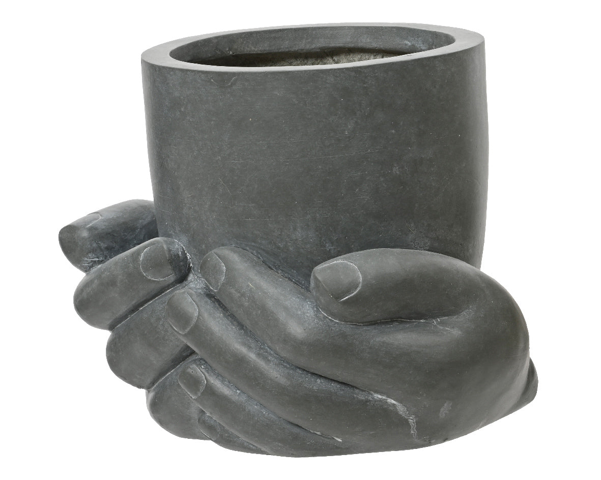 Vaso in Vetroresina con Base a Mani Congiunte – Scultura Decorativa da Interno ed Esterno